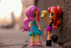 Size: 6016x4012 | Tagged: safe, artist:artofmagicpoland, derpibooru import, fluttershy, sunset shimmer, equestria girls, equestria girls series, absurd resolution, clothes, doll, dress, drunk, drunker shimmer, equestria girls minis, eqventures of the minis, skirt, toy