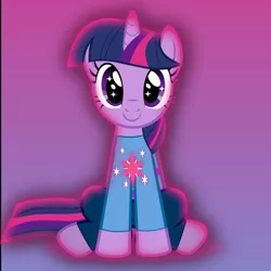 Size: 800x800 | Tagged: safe, artist:duskyzombie, derpibooru import, twilight sparkle, pony, unicorn, frisk, simple background, sitting, starry eyes, twilight friskle, undertale, wingding eyes