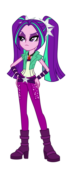 Size: 1200x2700 | Tagged: safe, artist:traachon, derpibooru import, aria blaze, equestria girls, boots, clothes, female, frown, gem, hand on hip, high heel boots, jewelry, pendant, pigtails, shirt, shoes, simple background, siren gem, solo, transparent background, twintails, vector, vest