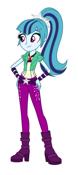 Size: 1200x2700 | Tagged: safe, artist:traachon, derpibooru import, aria blaze, sonata dusk, equestria girls, boots, clothes, female, gem, hand on hip, high heel boots, jewelry, pendant, ponytail, shirt, shoes, simple background, siren gem, smiling, solo, transparent background, vector, vest