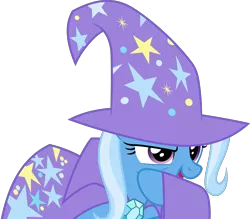 Size: 5000x4381 | Tagged: safe, artist:dashiesparkle, derpibooru import, trixie, pony, unicorn, to change a changeling, .svg available, absurd resolution, cape, clothes, female, hat, mare, open mouth, simple background, solo, transparent background, trixie's cape, trixie's hat, vector