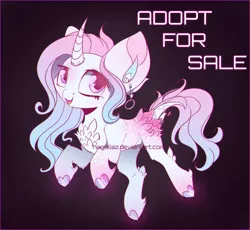 Size: 1627x1500 | Tagged: safe, artist:hagallaz, derpibooru import, oc, unofficial characters only, pony, unicorn, adoptable, ear piercing, earring, female, jewelry, looking at you, mare, piercing, smiling, solo, watermark