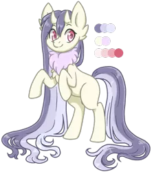 Size: 840x950 | Tagged: safe, artist:vladivoices, derpibooru import, oc, oc:aurelia, unofficial characters only, demon, demon pony, oni, original species, pony, color palette, custom, demon horns, ear fluff, female, horns, irl, long hair, mare, neck fluff, oni pony, photo, purple hair, rearing, red eyes, smiling, solo, toy, two toned mane, very long hair