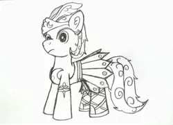 Size: 3284x2360 | Tagged: safe, artist:lunie/elonrie, derpibooru import, oc, oc:dariana selene, unofficial characters only, pony, accessories, armor, clothes, traditional art