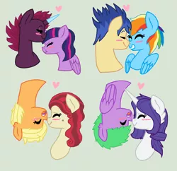 Size: 1916x1852 | Tagged: safe, artist:3d4d, derpibooru import, applejack, cherry jubilee, flash sentry, rainbow dash, rarity, spike, tempest shadow, twilight sparkle, cherryjack, female, flashdash, lesbian, male, shipping, sparity, straight, tempestlight