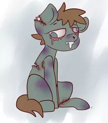 Size: 1792x2048 | Tagged: grimdark, artist:katyusha, derpibooru import, oc, oc:zambie, pony, undead, zombie, zombie pony, blood, bruised, drool, short hair, short mane, short tail, stitches