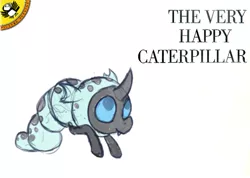 Size: 566x404 | Tagged: safe, artist:purple-blep, derpibooru import, edit, thorax, changeling, changeling larva, /mlp/, baby changeling, drawthread, image, png, solo, text, the very hungry caterpillar, younger