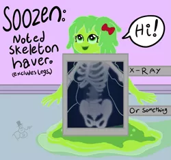 Size: 1683x1578 | Tagged: artist:oneovertwo, bone, derpibooru import, goo, monster girl, oc, oc:soozen, offspring, parent:smooze, safe, satyr, skeleton, slime girl, solo, unofficial characters only, x-ray, x-ray picture