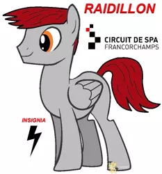 Size: 695x746 | Tagged: safe, artist:forzaveteranenigma, derpibooru import, oc, oc:raidillon, unofficial characters only, pony, base used, circuit de spa francorchamps, raidillon, simple background, watermark, white background