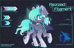 Size: 1920x1248 | Tagged: safe, artist:hagallaz, derpibooru import, oc, oc:rezzed filament, unofficial characters only, pony, adoptable, arch linux, reference sheet, solo
