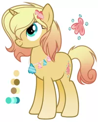 Size: 3192x3976 | Tagged: safe, artist:parisa07, derpibooru import, oc, oc:sandy beach, pony, unicorn, female, mare, reference sheet, shell necklace, simple background, solo, white background