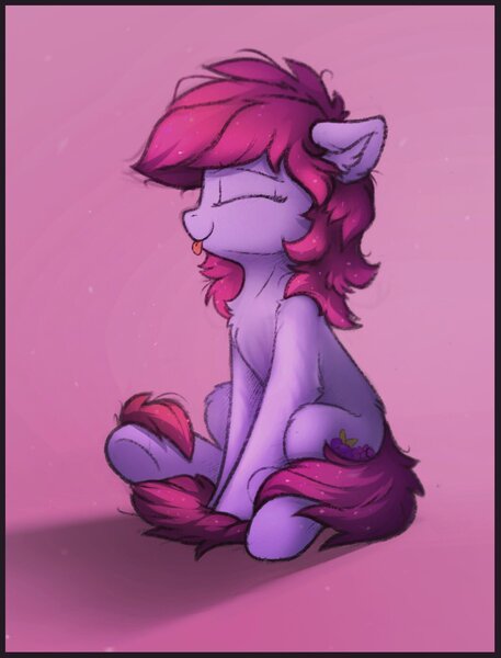 Size: 1022x1341 | Tagged: safe, artist:breakdream, derpibooru import, oc, oc:share dast, unofficial characters only, earth pony, pony, :p, chest fluff, eyes closed, silly, sitting, solo, tongue out