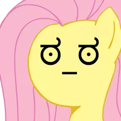 Size: 500x500 | Tagged: source needed, safe, derpibooru import, fluttershy, pegasus, pony, female, frown, mare, meme, reaction image, simple background, solo, wat