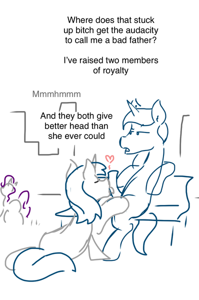 Size: 1000x1506 | Tagged: explicit, artist:doodledandy, derpibooru import, night light, rarity, shining armor, pony, unicorn, blowjob, casual sex, comic, exhibitionism, father and child, father and son, female, gay, gay in front of girls, implied twinight, incest, infidelity, licking, licking cock, limited palette, lineart, male, mare, near monochrome, nudity, oral, outdoor sex, outdoors, partial color, penis, public sex, sex, shining light, shipping, sitting, soft color, stallion, tongue out