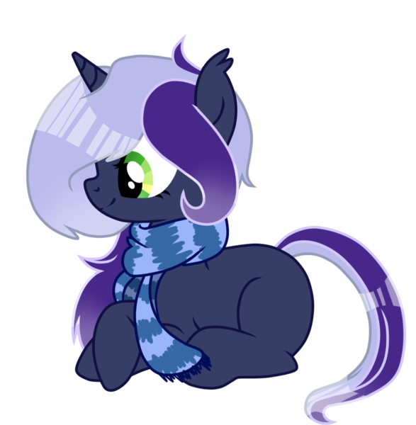 Size: 903x923 | Tagged: safe, artist:dl-ai2k, derpibooru import, oc, oc:krystel, pony, unicorn, clothes, female, mare, prone, scarf, simple background, solo, transparent background