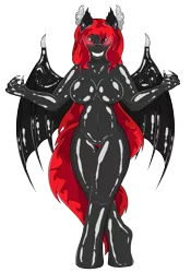 Size: 2452x3500 | Tagged: anthro, artist:skyspeardraw, barbie doll anatomy, breasts, corrupted, derpibooru import, latex, nightmare, oc, oc:ruby, rubber, suggestive, transformation