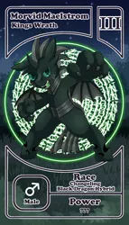 Size: 800x1399 | Tagged: artist:vavacung, changeling, character card, derpibooru import, hybrid, male, oc, oc:morvid maelstrom, pactio card, safe