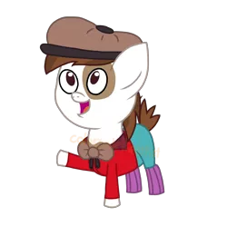 Size: 1536x1536 | Tagged: artist:colorcodetheartist, bowtie, brown mane, clothes, crossover, derpibooru import, hat, markings, newsboy hat, pip pirrup, pipsqueak, safe, shorts, smiling, socks, south park, vector, watermark