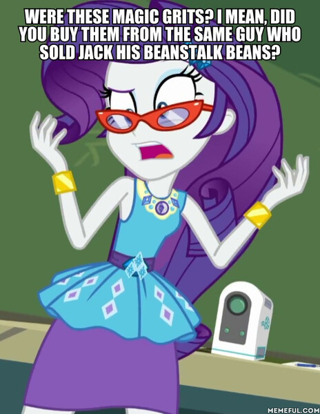 Size: 600x776 | Tagged: safe, derpibooru import, edit, edited screencap, screencap, rarity, equestria girls, equestria girls series, happily ever after party, cyoa, geode of shielding, happily ever after party: rarity, impact font, magical geodes, my cousin vinny