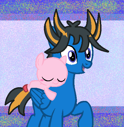 Size: 435x447 | Tagged: safe, artist:yuseicinnamonfudo, derpibooru import, ponified, earth pony, pegasus, pony, 1000 hours in ms paint, crossover, kirby, kirby (character), yu-gi-oh!, yu-gi-oh! 5d's, yusei fudo, yusei x kirby