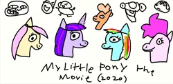 Size: 1546x757 | Tagged: 1000 hours in ms paint, applejack, artist:chameleon_breeze, bad fanfic, brian griffin, clearly drawn by a 7 year old, derpibooru import, fake movie, family guy, fanboy and chum chum, fluttershy, mane six, meme, my little pony: the movie, pinkie pie, pre-movie fanfic, rainbow dash, rarity, safe, sid the sloth, trollface, twilight sparkle