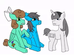 Size: 768x569 | Tagged: safe, artist:mintymelody, derpibooru import, oc, oc:cloudy harmony, oc:mint melody, oc:novella, pony, pregnant