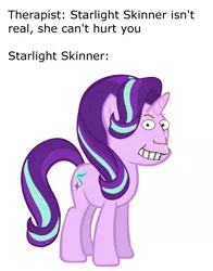 Size: 1600x2038 | Tagged: safe, derpibooru import, edit, starlight glimmer, pony, exploitable meme, meme, principal skinner, pun, solo, the simpsons