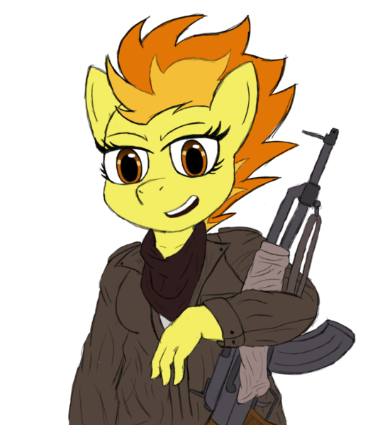 Size: 1125x1301 | Tagged: ace combat, ace combat zero, anthro, artist:insecureflaky, derpibooru import, female, gun, rifle, safe, simple background, solo, solo wing pixy, spitfire, transparent background, weapon