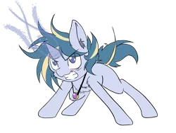 Size: 4032x3024 | Tagged: safe, artist:steelsoul, derpibooru import, skeedaddle, pony, unicorn, alternate universe, angry, colt, colts of harmony, element of generosity, element of honesty, element of kindness, element of laughter, element of loyalty, element of magic, elements of harmony, jewelry, magic, male, necklace, solo