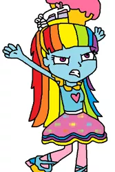 Size: 430x642 | Tagged: safe, artist:logan jones, derpibooru import, rainbow dash, equestria girls, annoyed, clothes, cosplay, costume, headband, leggings, rainbow dash always dresses in style, rainbow kate, shopkins, shopkins shoppies, skirt