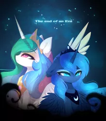 Size: 1800x2059 | Tagged: safe, artist:magnaluna, derpibooru import, princess celestia, princess luna, alicorn, pony, season 9, spoiler:s09, chest fluff, colored pupils, cute, cutelestia, duo, eyebrows visible through hair, female, heart eyes, lunabetes, mare, profile, royal sisters, siblings, sisters, teary eyes, wingding eyes
