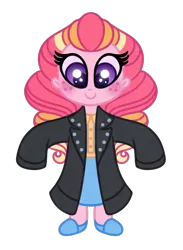 Size: 600x820 | Tagged: safe, artist:carouselunique, derpibooru import, oc, oc:honeycrisp blossom, unofficial characters only, equestria girls, clothes, clothes swap, cute, dressup, equestria girls-ified, freckles, implied sunset shimmer, jacket, offspring, oversized clothes, parent:big macintosh, parent:princess cadance, parents:cadmac, simple background, solo, transparent background