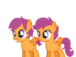 Size: 1024x768 | Tagged: safe, artist:amelia-bases, artist:turnaboutart, derpibooru import, scootaloo, pegasus, pony, alternate universe, base used, brother and sister, colt, female, filly, male, rule 63, scooteroll, self paradox, self ponidox, siblings, twins