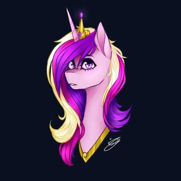 Size: 669x669 | Tagged: safe, artist:spiritual-moon-wolf, derpibooru import, princess cadance, pony, dark background, solo, traditional art