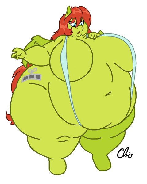 Size: 818x1024 | Tagged: anthro, artist:nekocrispy, bbw, belly, belly button, big belly, big breasts, bikini, breasts, clothes, colored, color edit, derpibooru import, edit, fat, huge belly, morbidly obese, obese, oc, oc:young weird, pegasus, questionable, simple background, sling bikini, swimsuit, unguligrade anthro, unofficial characters only, wide hips