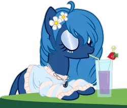 Size: 5432x4608 | Tagged: safe, artist:poppyglowest, derpibooru import, oc, oc:lorelei snowflake, unofficial characters only, earth pony, pony, clothes, drink, drinking, drinking straw, eyes closed, female, mare, simple background, solo, sweater, transparent background