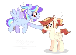 Size: 4264x3088 | Tagged: safe, artist:iheyyasyfox, artist:lazuli, derpibooru import, oc, oc:gabriel apple, oc:vania, unofficial characters only, pegasus, pony, base used, boop, female, half-siblings, magical lesbian spawn, mare, offspring, parent:applejack, parent:rainbow dash, parent:twilight sparkle, parents:appledash, parents:twidash, simple background, transparent background