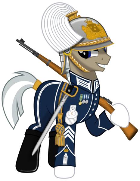 Size: 1280x1650 | Tagged: safe, artist:brony-works, derpibooru import, pony, clothes, gun, helmet, male, rifle, simple background, solo, stallion, sweden, transparent background, uniform, vector, weapon