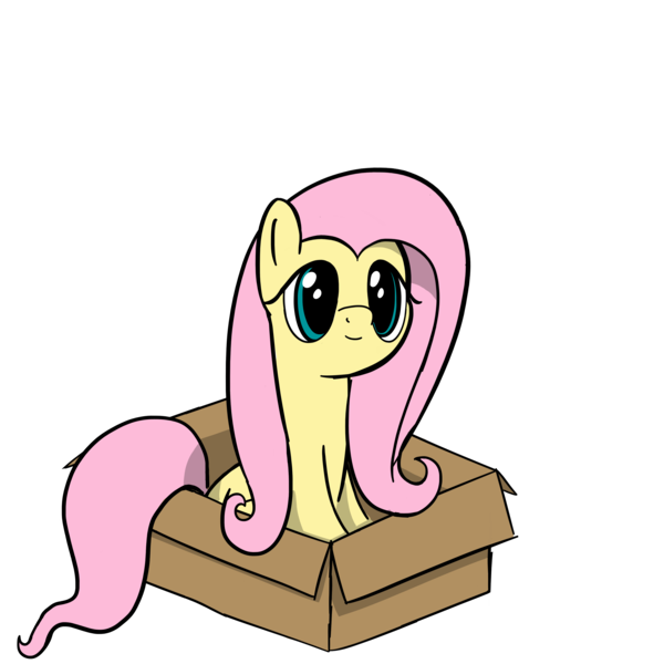 Size: 3700x3700 | Tagged: safe, artist:czu, derpibooru import, fluttershy, pegasus, pony, box, cute, female, mare, pony in a box, shyabetes, simple background, sitting