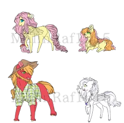 Size: 960x955 | Tagged: safe, artist:malinraf1615, derpibooru import, big macintosh, fluttershy, oc, oc:ema, unnamed oc, earth pony, pegasus, pony, adopted offspring, alternate hairstyle, beard, braid, braided tail, chest fluff, clothes, colt, facial hair, family, female, filly, floppy ears, fluttermac, hat, jewelry, male, mare, missing cutie mark, necklace, no pupils, obtrusive watermark, offspring, parent:big macintosh, parent:fluttershy, parents:fluttermac, plaid shirt, prone, raised hoof, shipping, shirt, simple background, stallion, straight, transparent background, watermark