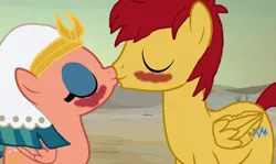 Size: 1506x899 | Tagged: safe, artist:ktd1993, derpibooru import, flash magnus, somnambula, pony, female, kissing, magnambula, male, shipping, straight