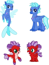 Size: 6000x7950 | Tagged: artist:pilot231, baby seapony (g4), classical hippogriff, derpibooru import, female, fins, fledgeling, hippogriff, hippogriff oc, jewelry, male, necklace, oc, oc:blue cove, oc:stellaris (hippogriff), pearl necklace, safe, seapony (g4), transparent wings, unofficial characters only, vector, wings