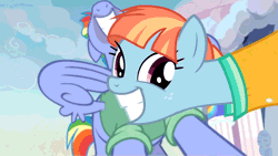 Size: 980x551 | Tagged: safe, derpibooru import, screencap, bow hothoof, windy whistles, pegasus, pony, parental glideance, animated, cute, female, freckles, giggity, husband and wife, male, mare, nodding, perfect loop, stallion, wide grin, windybetes