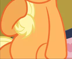 Size: 1143x939 | Tagged: safe, derpibooru import, screencap, applejack, earth pony, pony, apple family reunion, belly, chubby, chubby jack, cropped, female, mare, pictures of bellies, raised hoof, sitting, solo