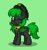 Size: 186x198 | Tagged: safe, artist:czar_yoshi, derpibooru import, oc, oc:admiral valey, bat pony, pony, fanfic:the olden world, pony town, bat pony oc, bat wings, fanfic art, hat, jewelry, necklace, one eye closed, wings, wink