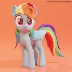Size: 2048x2048 | Tagged: safe, artist:therealdjthed, derpibooru import, rainbow dash, pegasus, pony, 3d, 3d model, blender, cute, cycles, cycles render, dashabetes, female, mare, model:djthed, patreon, patreon logo, solo