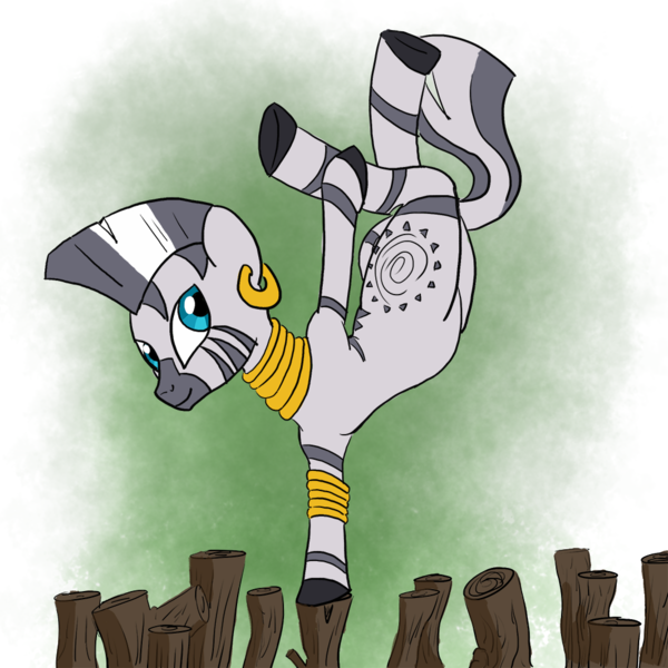 Size: 1000x1000 | Tagged: artist:alloco, balancing, derpibooru import, female, quadrupedal, safe, solo, zebra, zecora