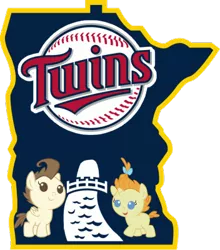 Size: 352x400 | Tagged: safe, artist:doctorxfizzle, derpibooru import, pound cake, pumpkin cake, pony, baby, baby pony, foal, minnesota twins, mlb, parody