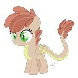 Size: 338x341 | Tagged: safe, artist:mintoria, derpibooru import, oc, dracony, dragon, hybrid, pony, interspecies offspring, offspring, parent:apple bloom, parent:spike, parents:spikebloom, simple background, solo, transparent background