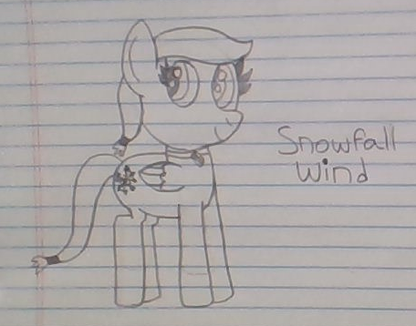 Size: 456x358 | Tagged: safe, artist:nightshadowmlp, derpibooru import, oc, oc:snowfall wind, unofficial characters only, pegasus, pony, jewelry, lined paper, necklace, smiling, text, traditional art